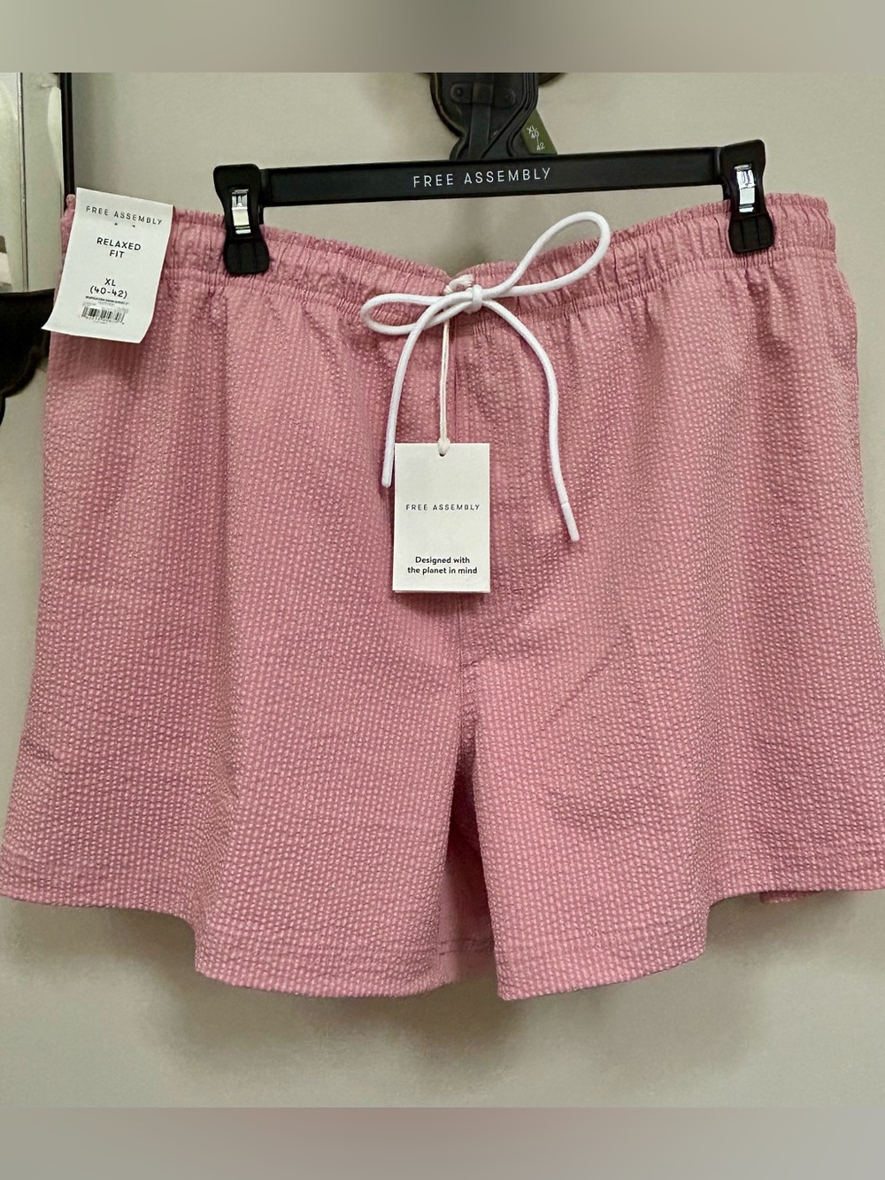 NWT Free Assembly Pink Seersucker Swim Shorts XL